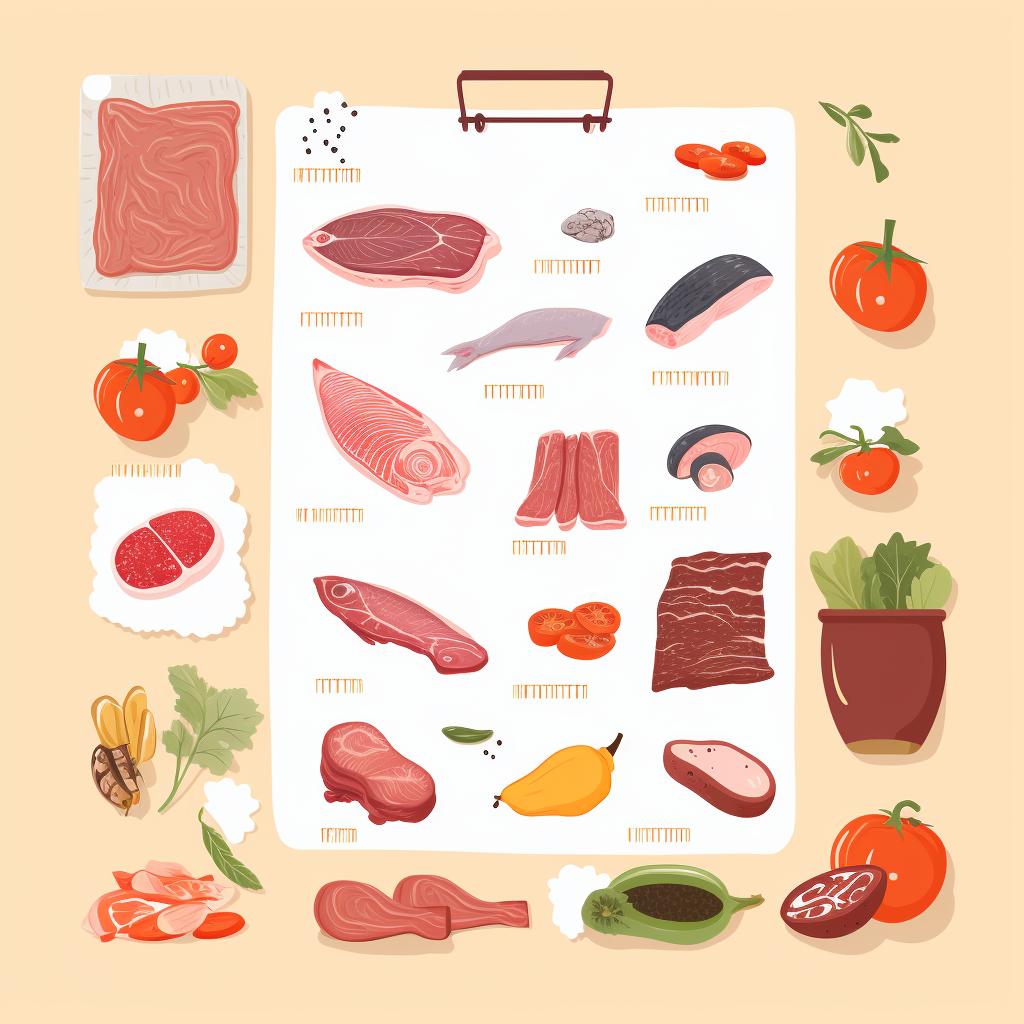 Shopping list with paleo-friendly ingredients