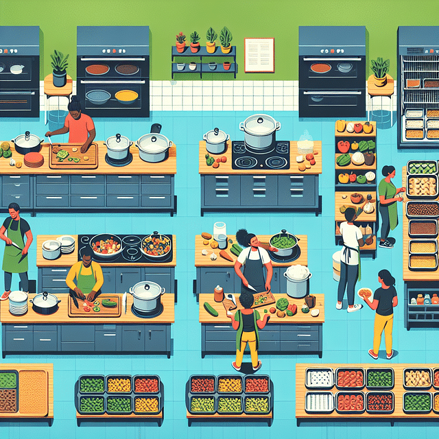 batch cooking paleo meals in a large kitchen