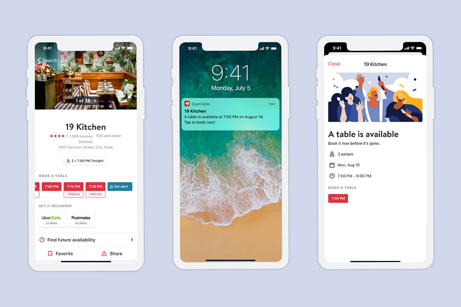 OpenTable app reservations