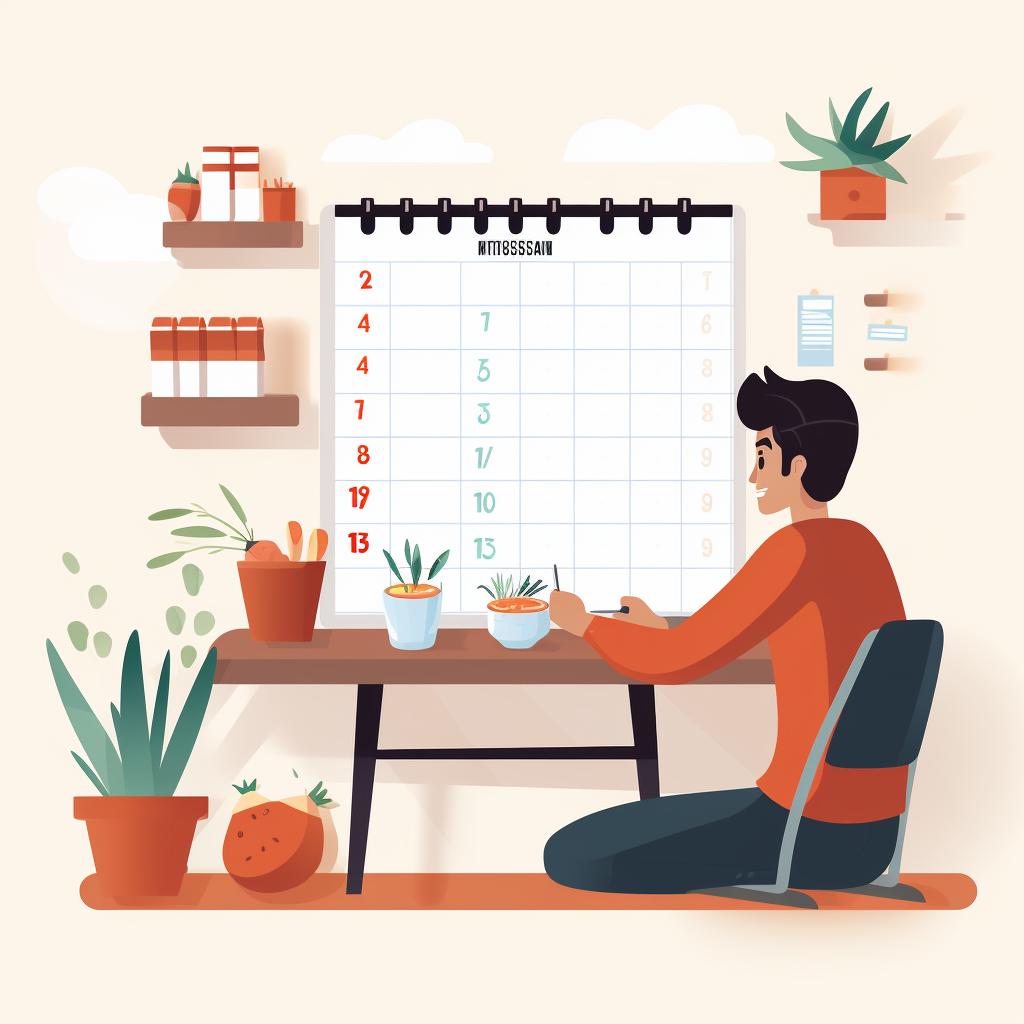 Person planning meals on a calendar