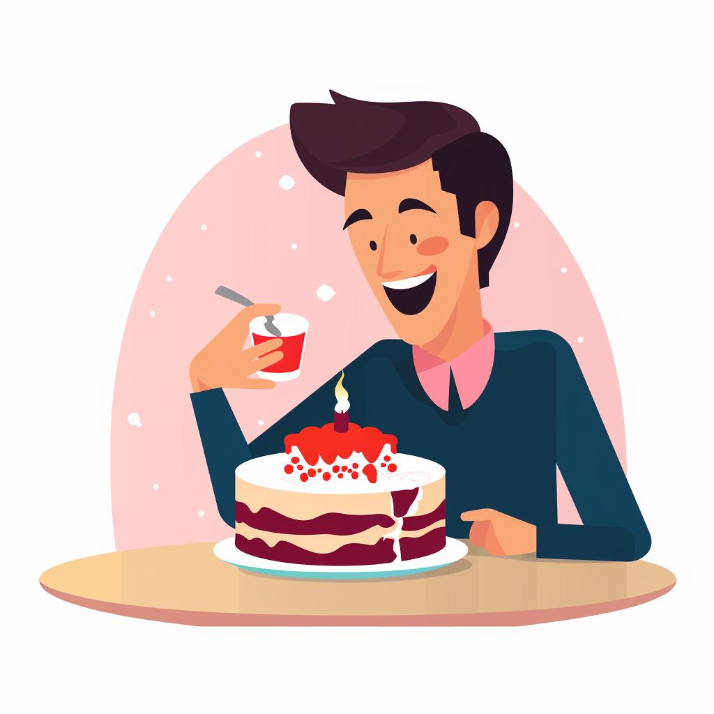 A person enjoying a small piece of cake at a party